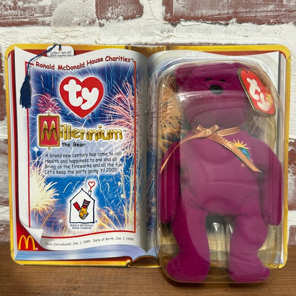 Ty Beanie Babies Millennium Bear Plush Toy - Purple McDonald's 2000
